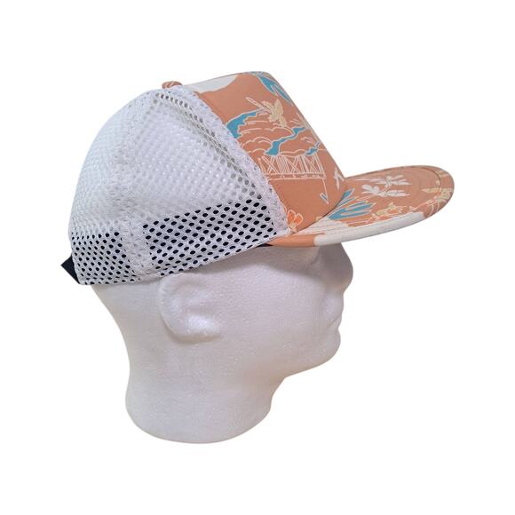 Patagonia Duckbill Trucker Hat Peach Floral Mesh Adjustable Reflective Logo Hat - Picture 3 of 7
